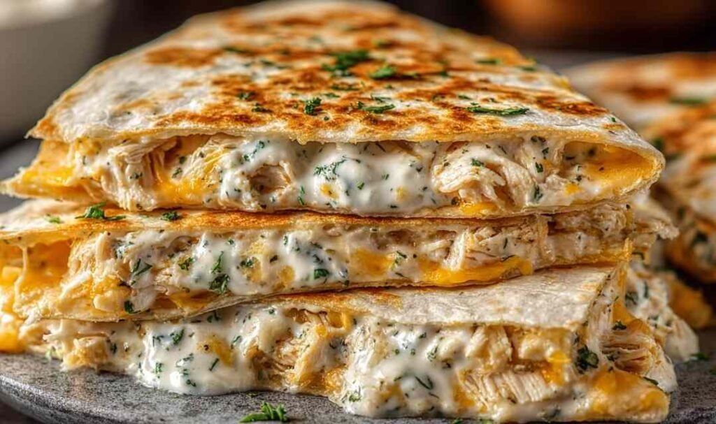 high-protein-chicken-ranch-quesadilla-sliced