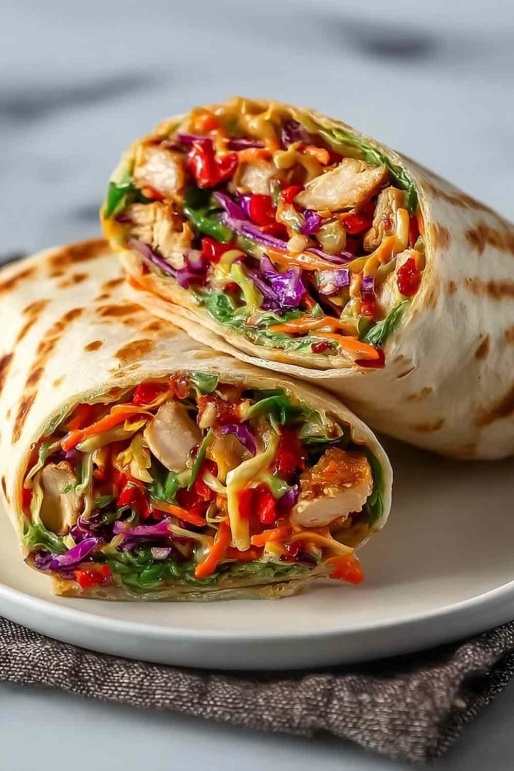 Thai Chicken Wrap with Crunchy Asian Slaw